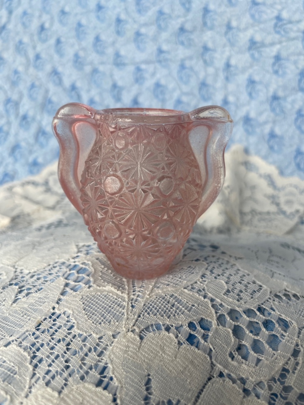 Pink Pressed Glass Decorative Vase, Toothpick Holder